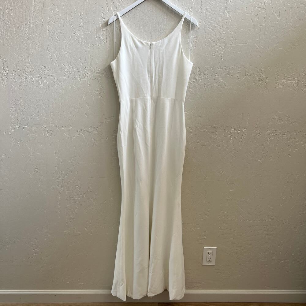 NEW $198 Dress The Population Iris White Bridal Maxi Gown w/ Slit - Picture 9 of 11